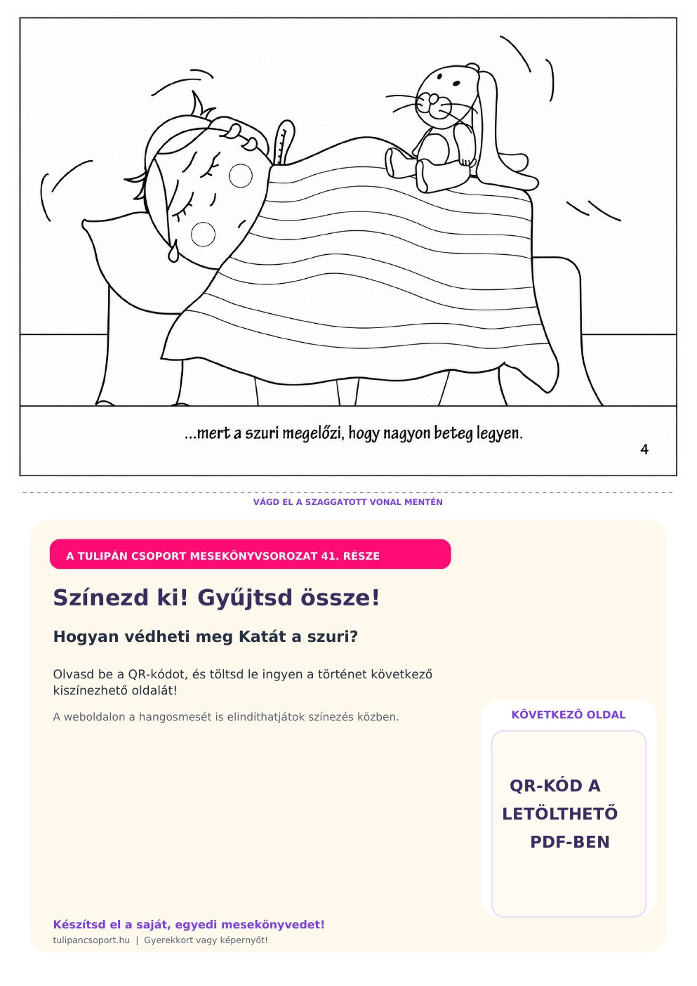 A szuri segít megelőzni a betegséget – ingyenes nyomtatható színező óvodásoknak